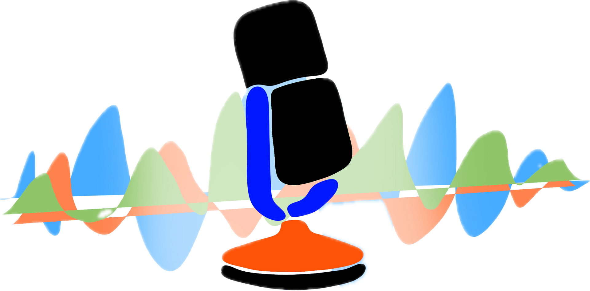 Zeichnung eines Mikrofons und Radiowellen